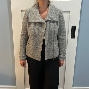 Ann Taylor motor winter jacket light grey with zipper and collar detail size L
